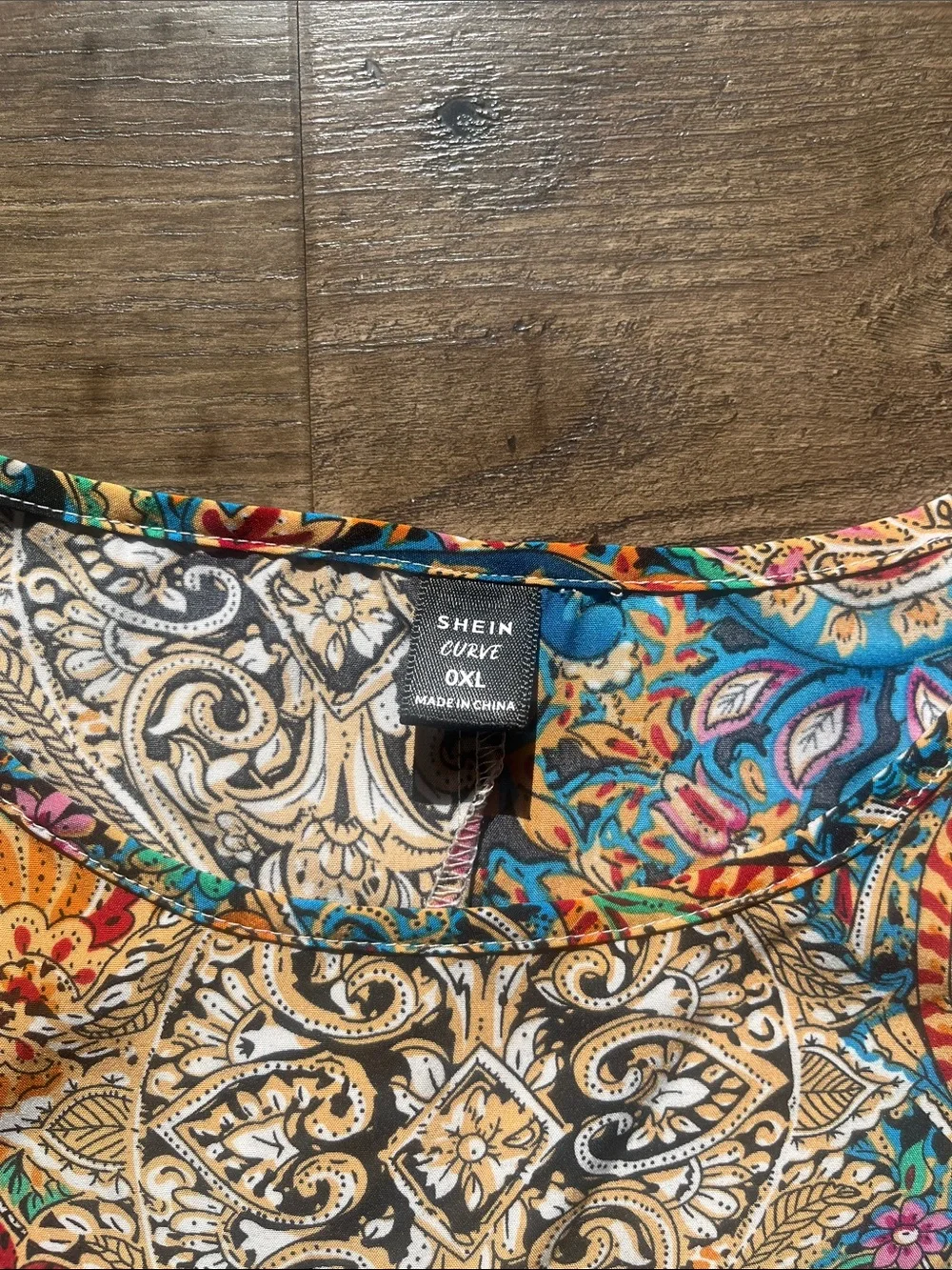 SHEIN Cold ShoulderColorful Paisley Blouse with 89th & Madison Bright Blue Pants